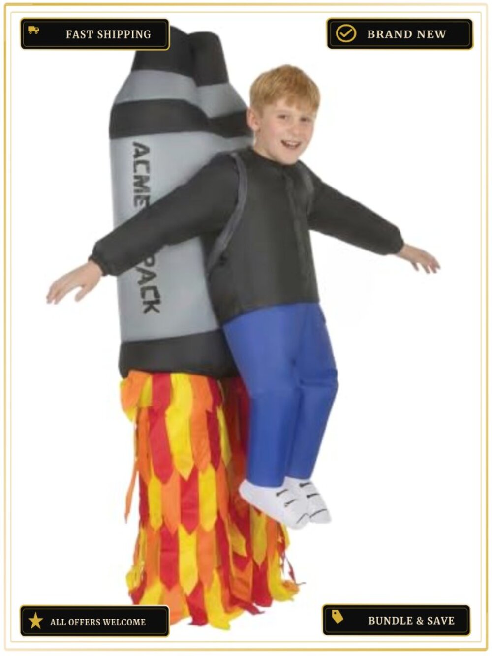 Inflatable Jetpack Costume Kids Blow Up Halloween Space Suit Toy Fan